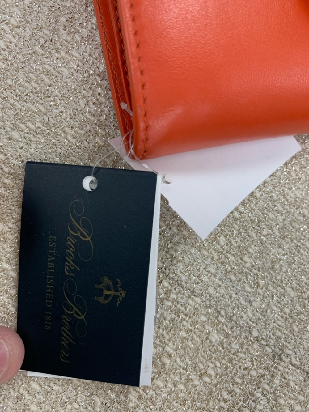 Brooks Brothers Orange Leather Flap Wallet - Picture 4 of 9